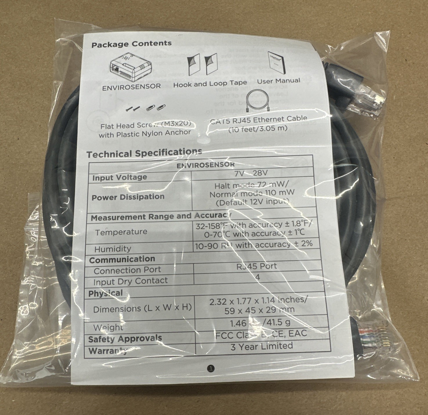 NEW IN BOX- CyberPower ENVIROSENSOR Temperature and Humidity Sensor || WARRANTY!