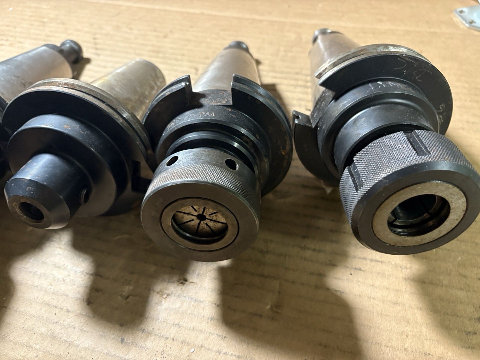 Lot of 3 Cat50 Tool Holders SA100 Collet Chuck Lyndex Collis with collets