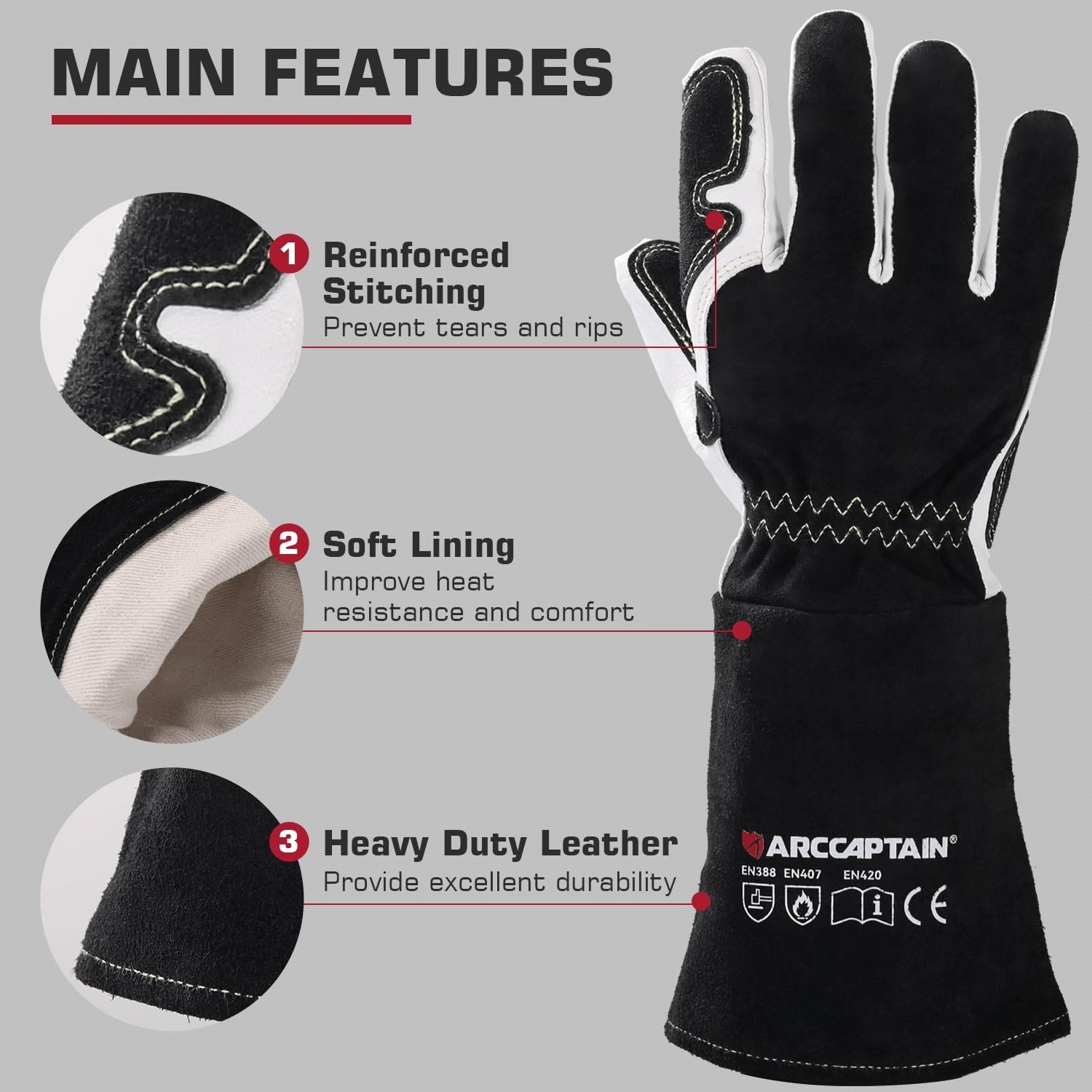 ARCCAPTAIN Tig Welding Gloves Comfort, Duralble Tig Gloves for Work Protection