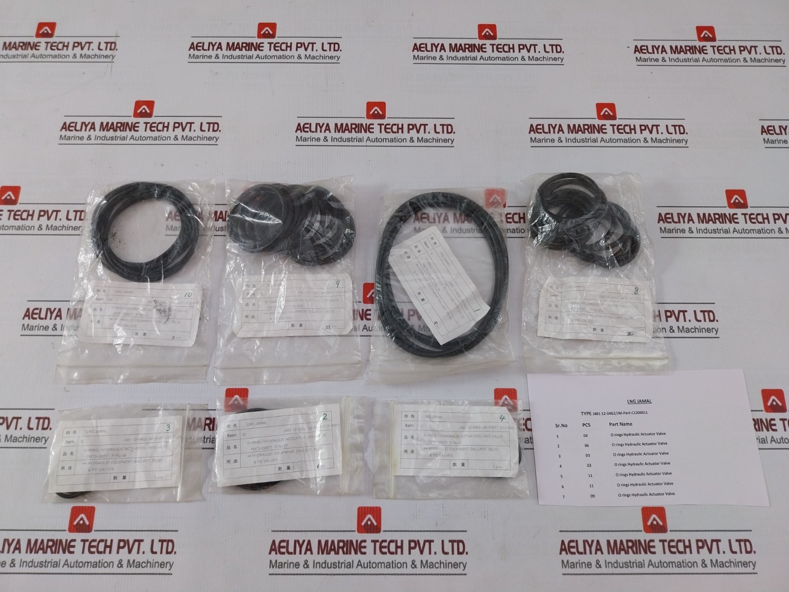 J4B1 12-0462/JM-PART-C12-00011 O-ring Hydraulic Actuator And valve Kit