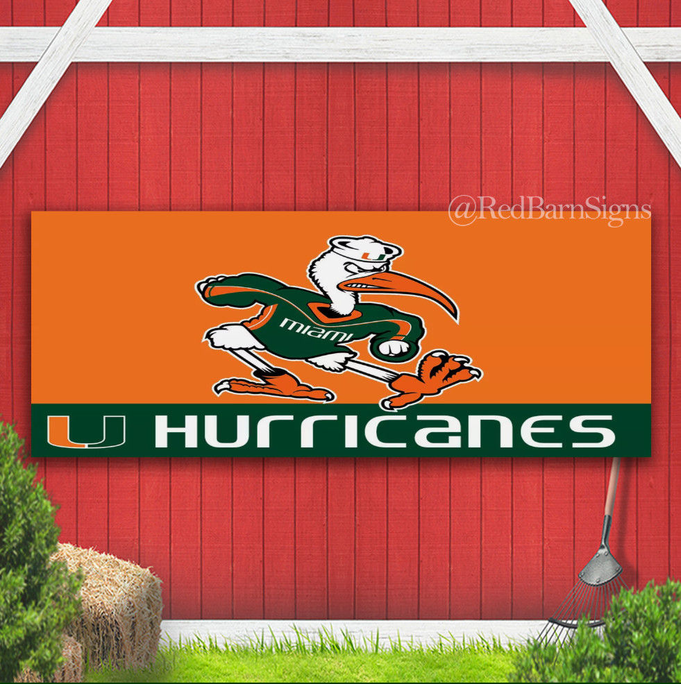Miami Football Team Memorable Hurricanes Mascot Banner Sign
