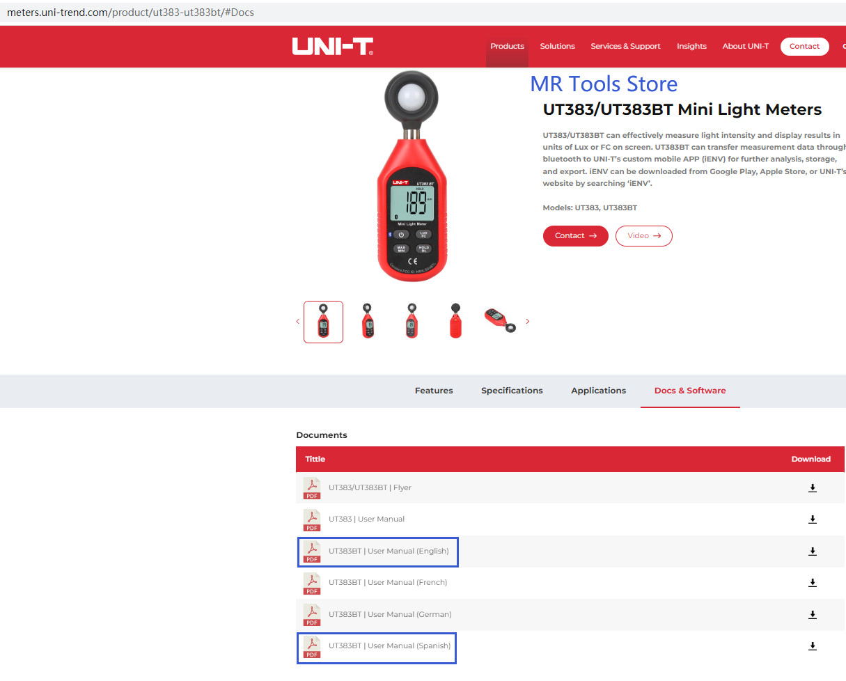 UNI-T Digital Bluetooth Luxmeter Light Meter Luminometer Photometer 0~199,900Lux