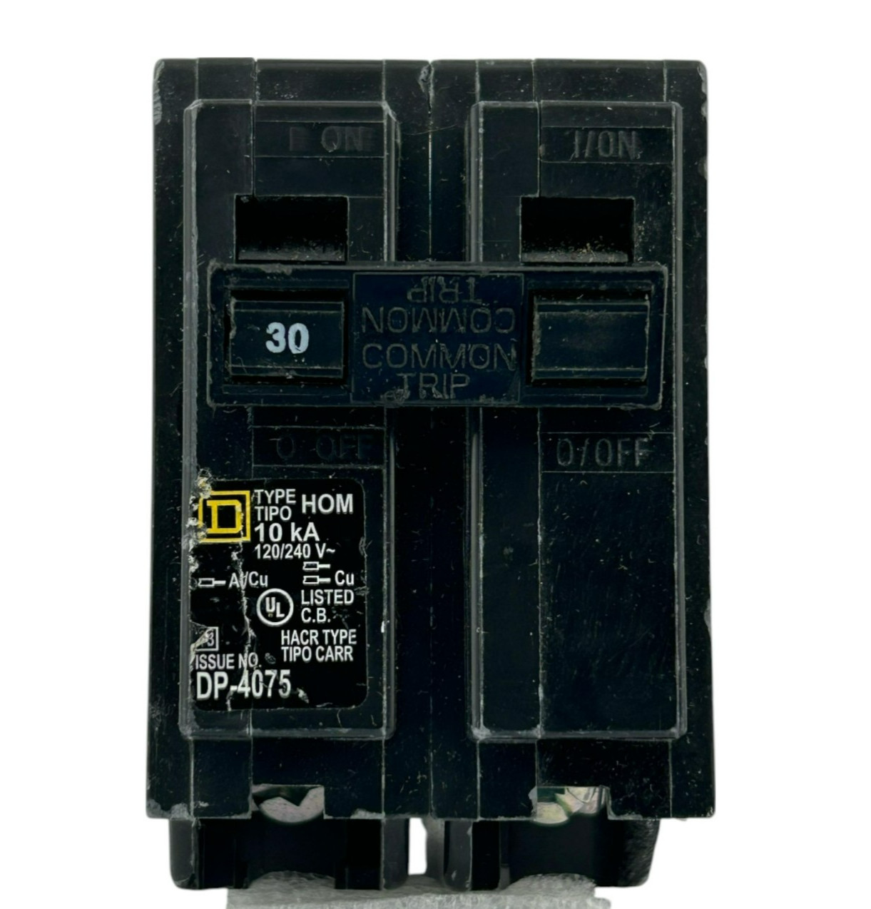 CHIPPED Square D HOM230, 30A, 120/240V, 2-Pole, 10kA,Circuit Breaker, Plug-In