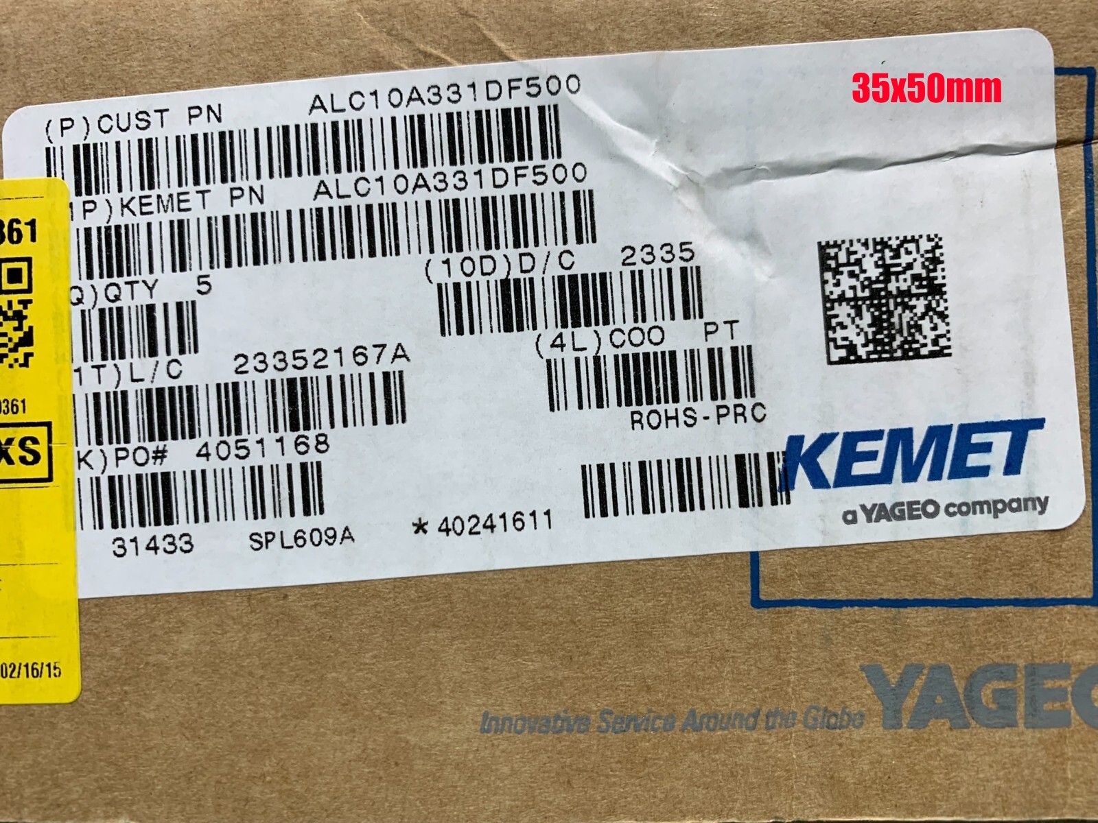 QTY-1 Kemet Aluminum Electrolytic Capacitor Radial Snap In 330uF 500V 20% 85°C