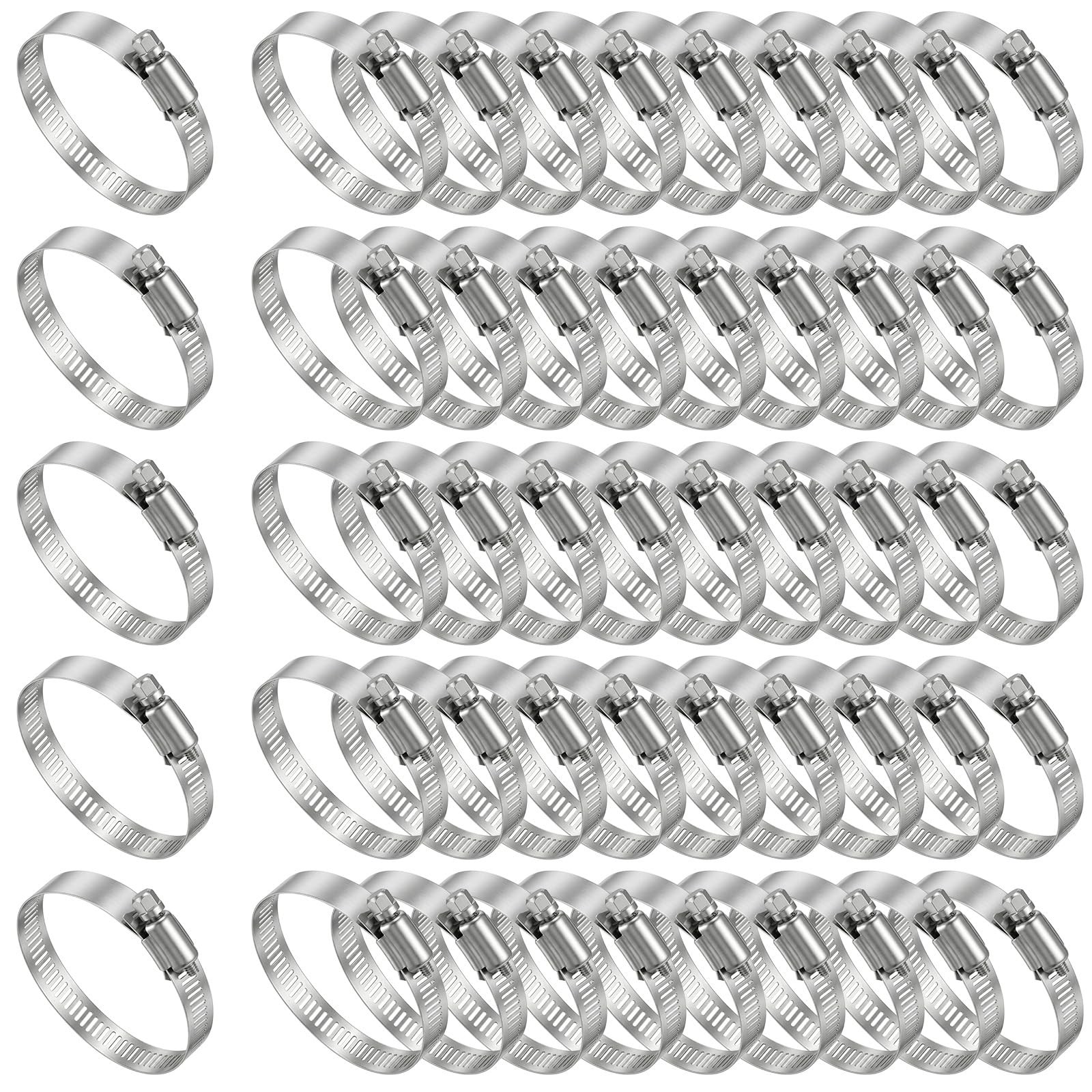 50 Pcs Stainless Steel Hose Clamp Adjustable 1-13/16″ to 2-3/4″ 46-70 mm…