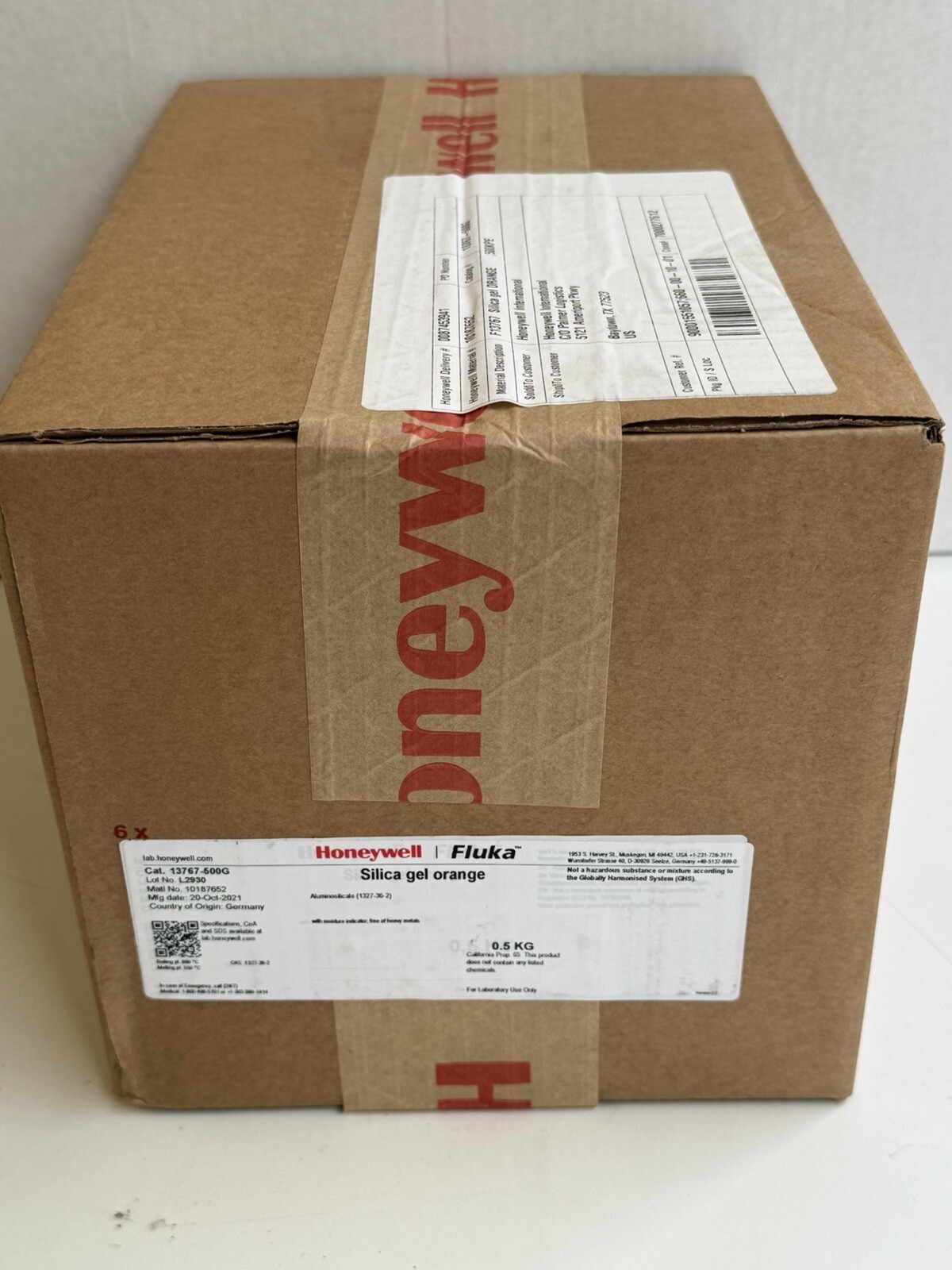 Honeywell FLUKA Silica Gel Orange 6 0.5 KG Bottles 13767-500G
