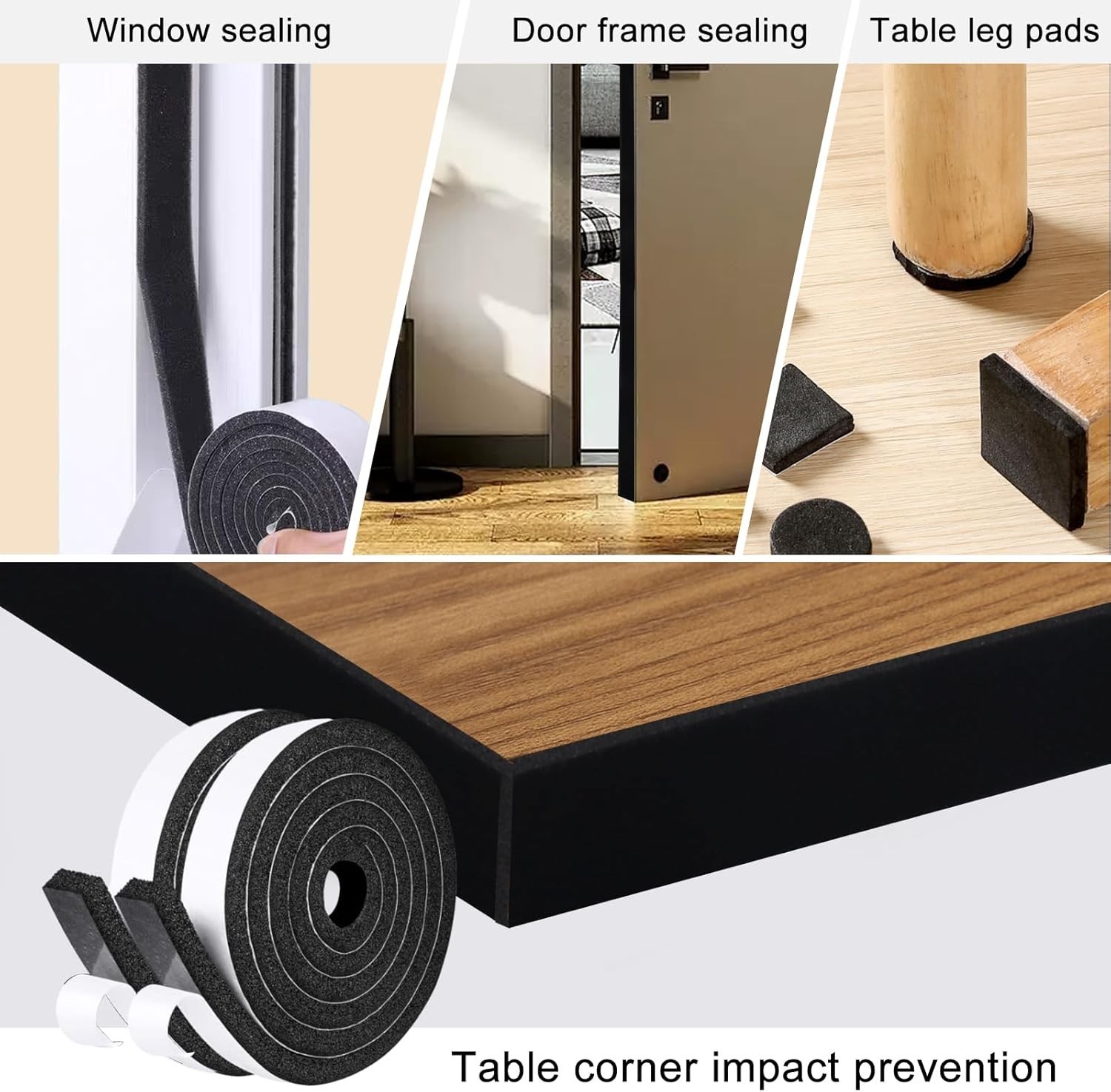 Foam Insulation Tape Self Adhesive, 1/2In X 1/4In X 33Ft Weather Stripping for D