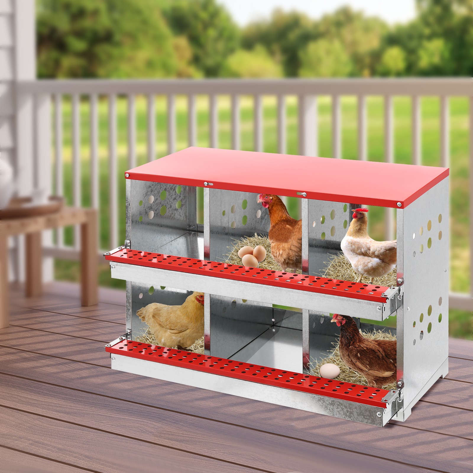 6 Hole Nesting Box for Chickens, Chicken Nesting Boxes, Hens Coop Laying Box