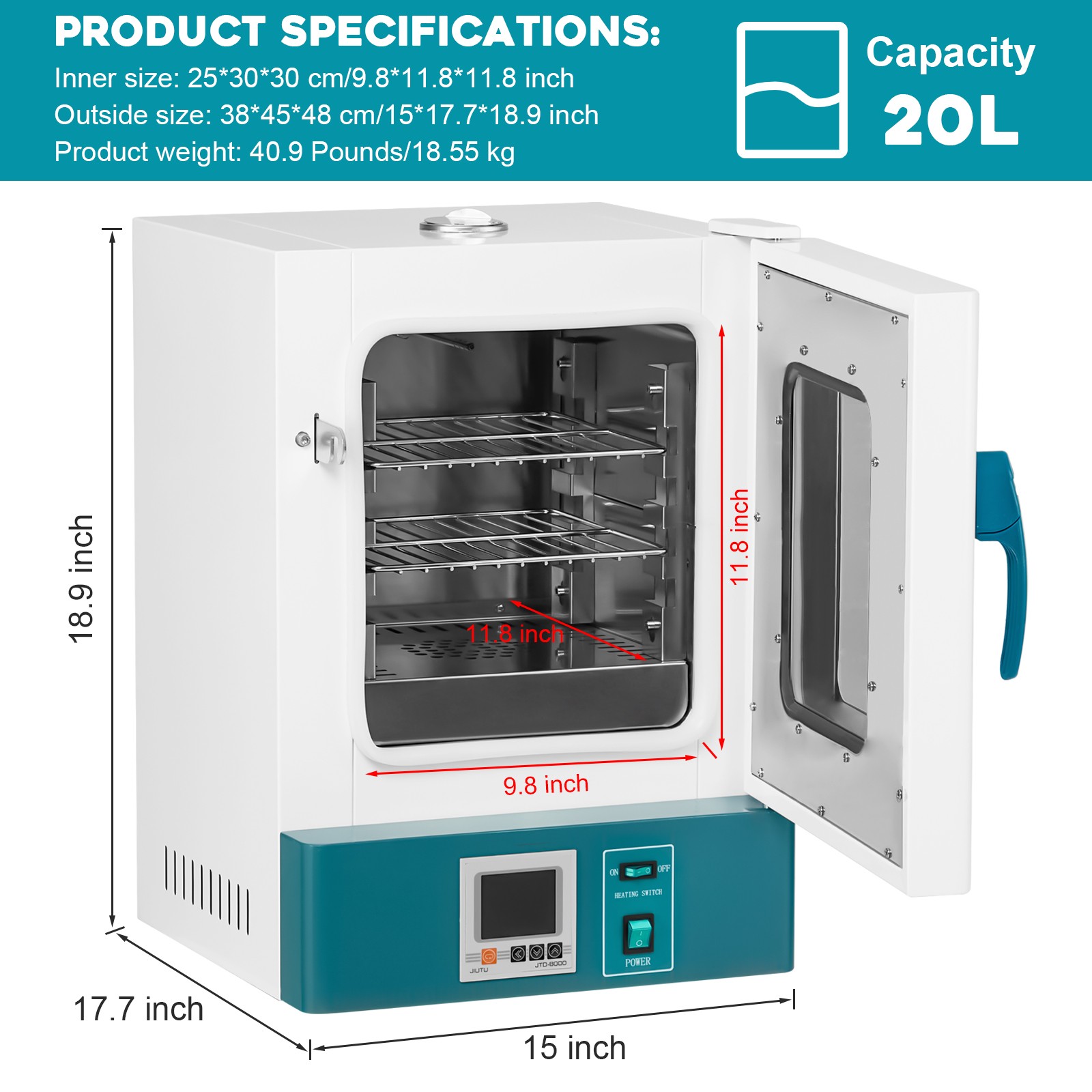 Lab Incubator 20L Bacteria Incubator RT-65℃ Scientific Digital Incubator