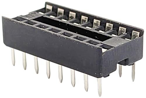 100 Pack 16 Pin Solder Tail Low Profile DIP IC Socket, 2.54mm Pitch, 7.6mm Ro…
