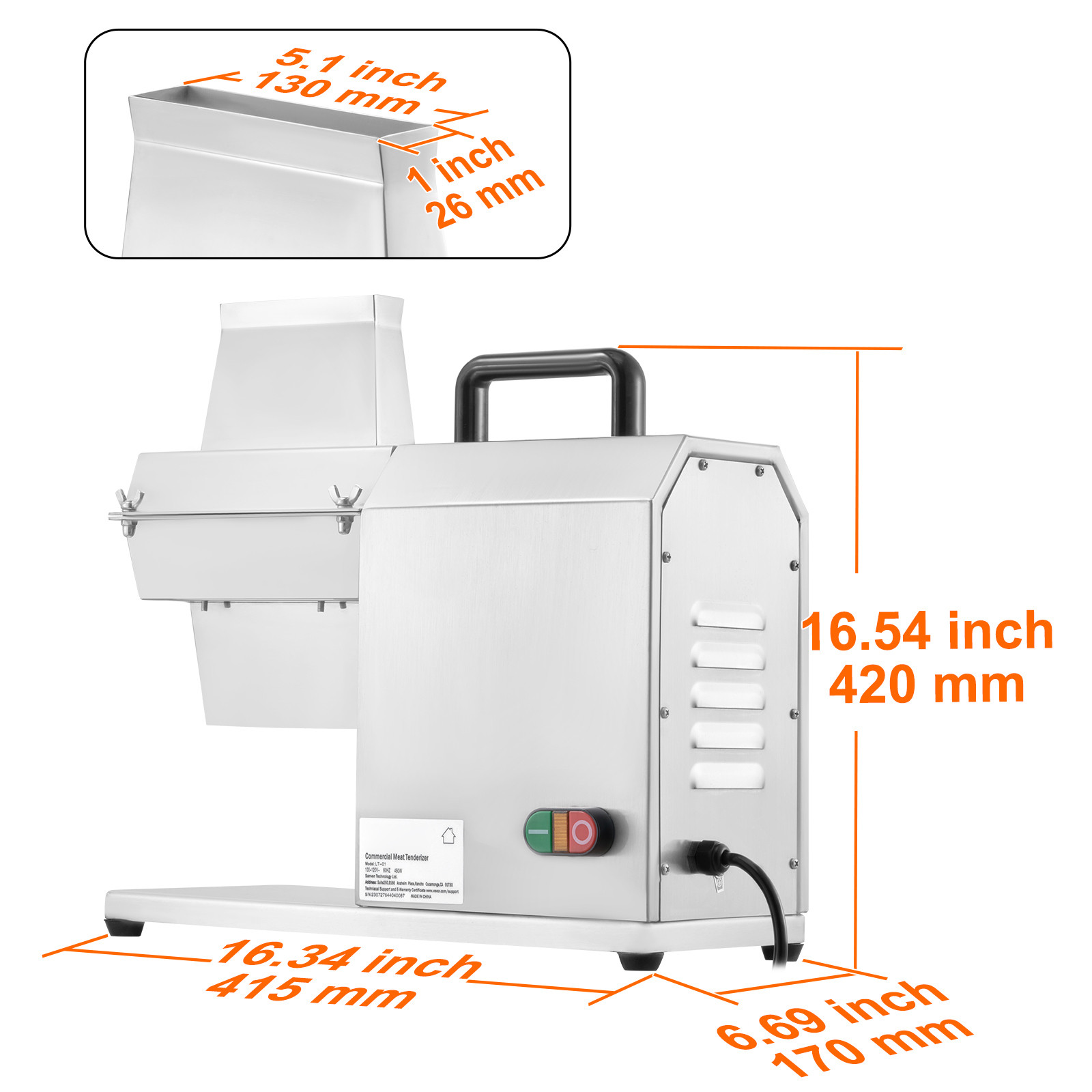 VEVOR 450W Commercial Electric Meat Beef Tenderizer Stainless Steel Kitchen Tool