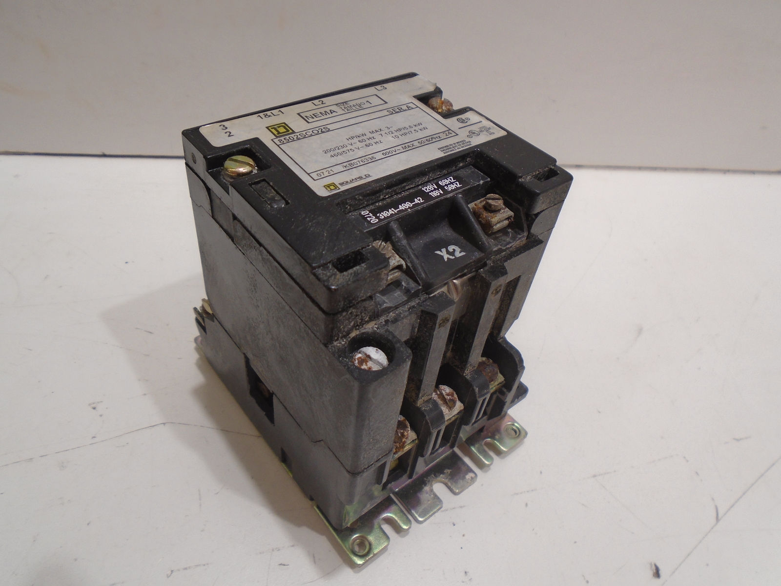 SQUARE D 8502SCO2S SERIES A CONTACTOR SIZE 1 600V 3-POLE