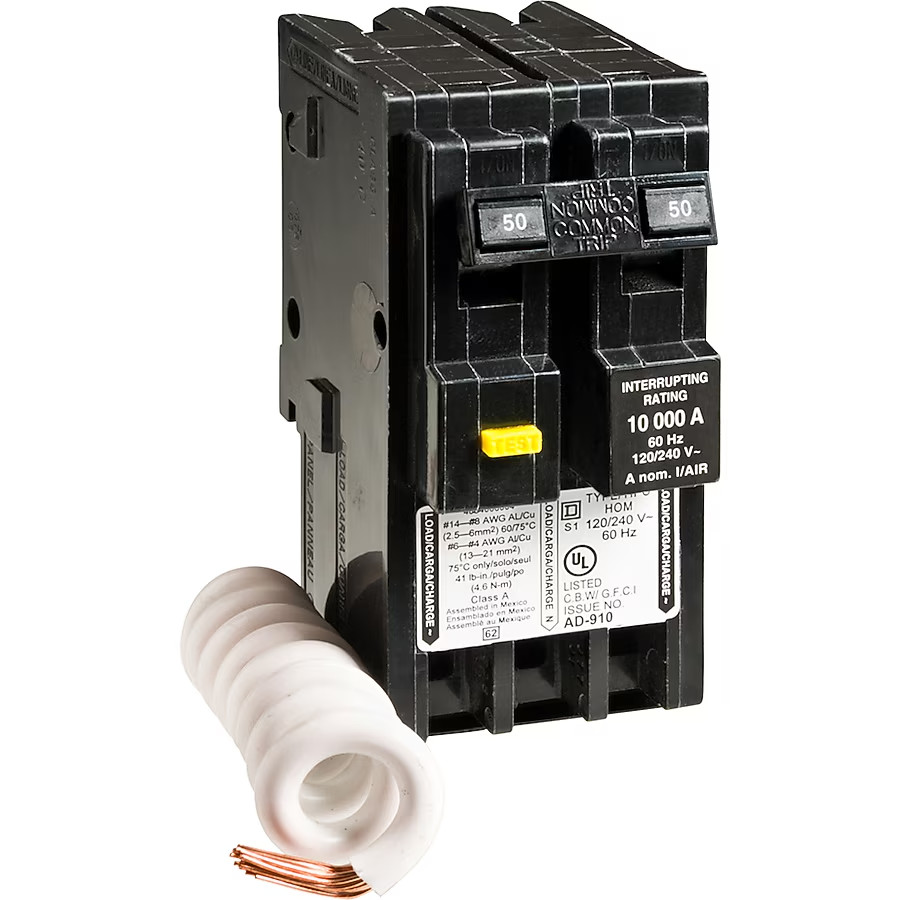 Square D Homeline 50A Two Pole Circuit Breaker & GFI HOM250GFIC – New