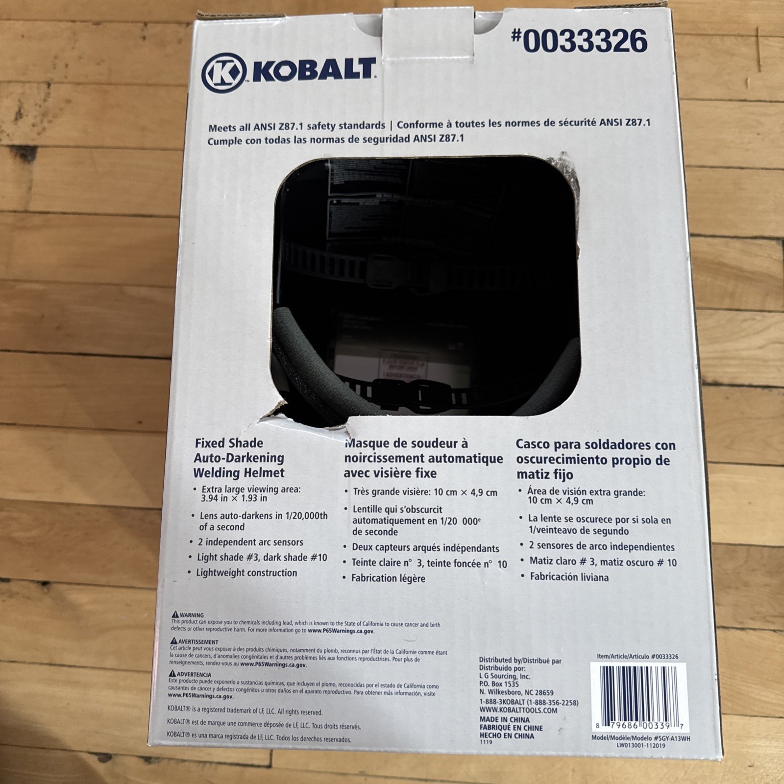Kobalt Fixed Shade Auto-Darkening Welding Helmet #0033326 – NIB
