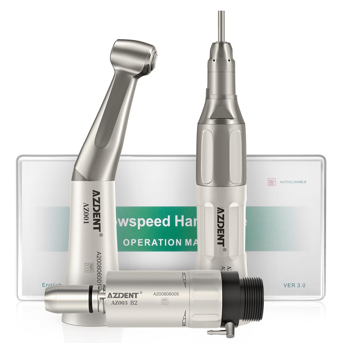 AZDENT pieza de mano dental baja velocidad recto+contra angulo+motor de aire 2H