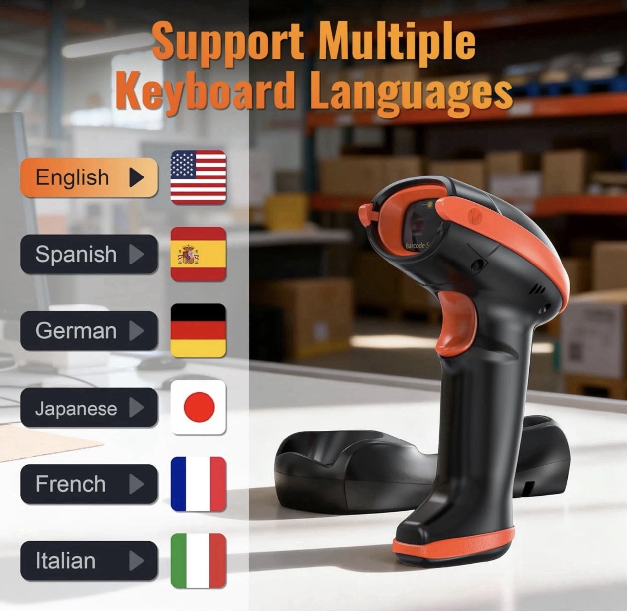 Tera Pro Series Wireless 1D 2D QR Barcode Scanner with Cradle Display HW0008