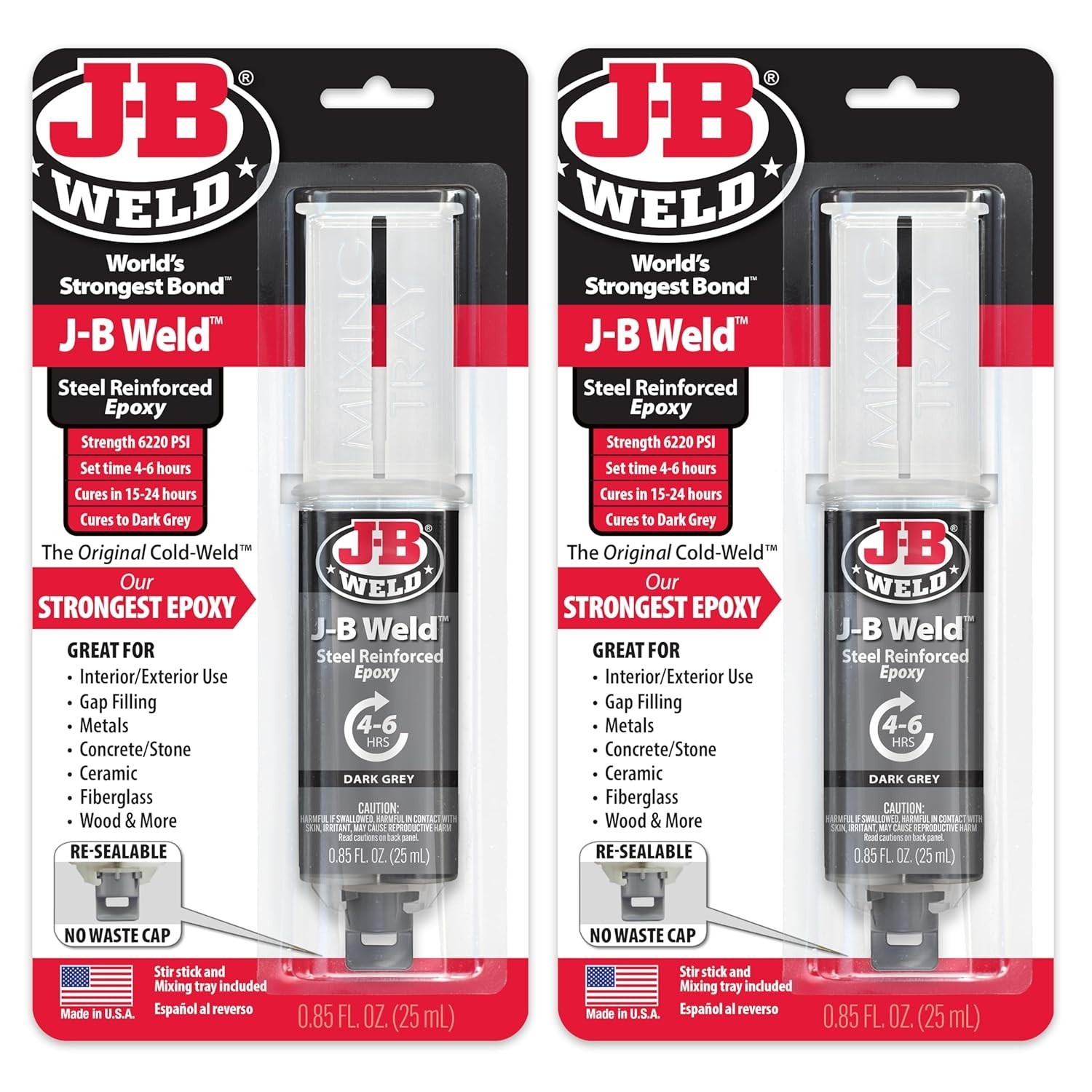 Steel Reinforced Epoxy Syringe, High Strength, 2 Pack, Dark Grey, 50165-2