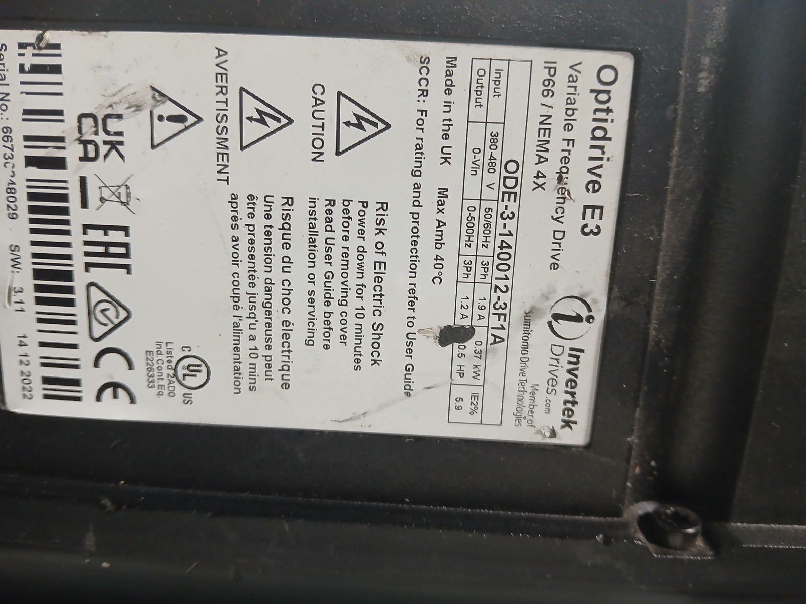 NEW DORNER OPTIDRIVE E3 VARIABLE FREQUENCY DRIVE