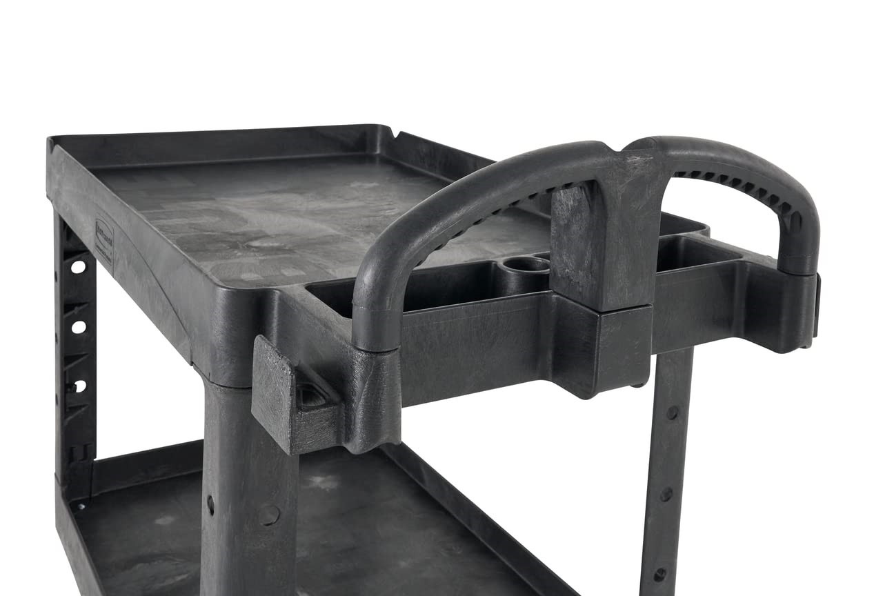 Rubbermaid HeavyDuty Utility Cart 2Shelf 25.9wx45.2dx32.2h Black FG452088BLA