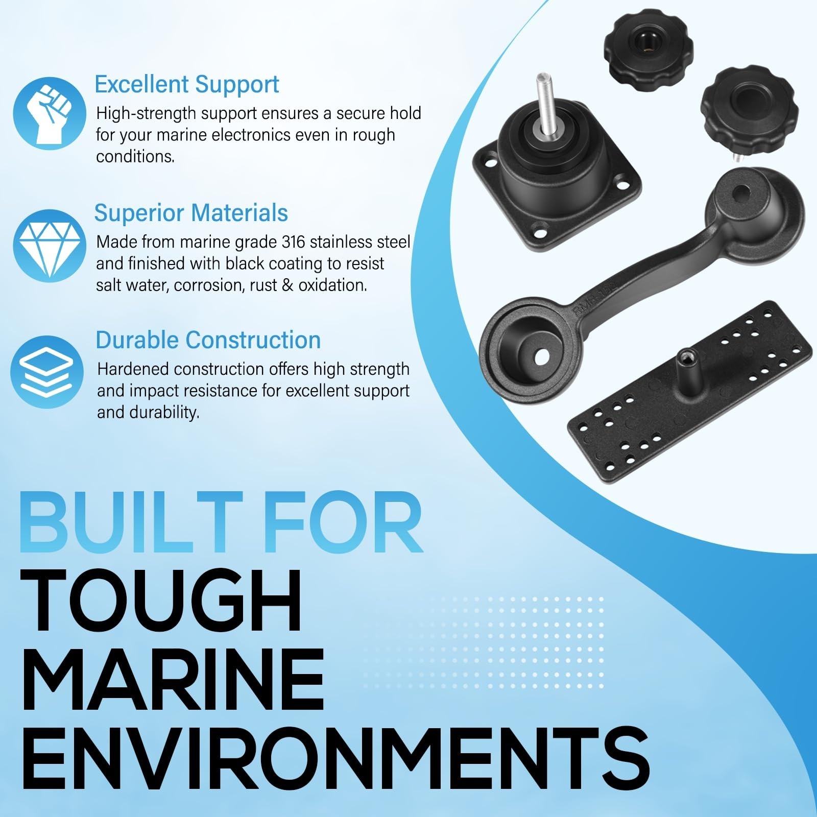 Horizontal 6″ Swing Arm Mount Fishfinders & Chartplotters Mount Bracket 360°