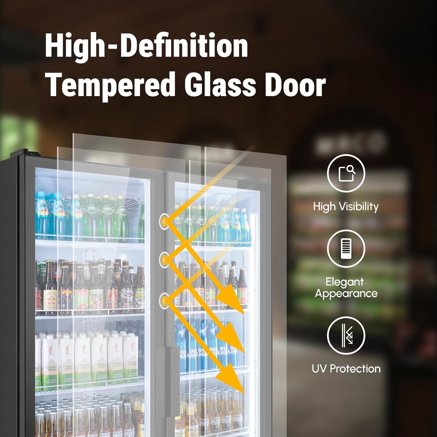 Yeego Single Glass Door Merchandiser Refrigerator Beverage Cooler 37.79Cu.ft NEW