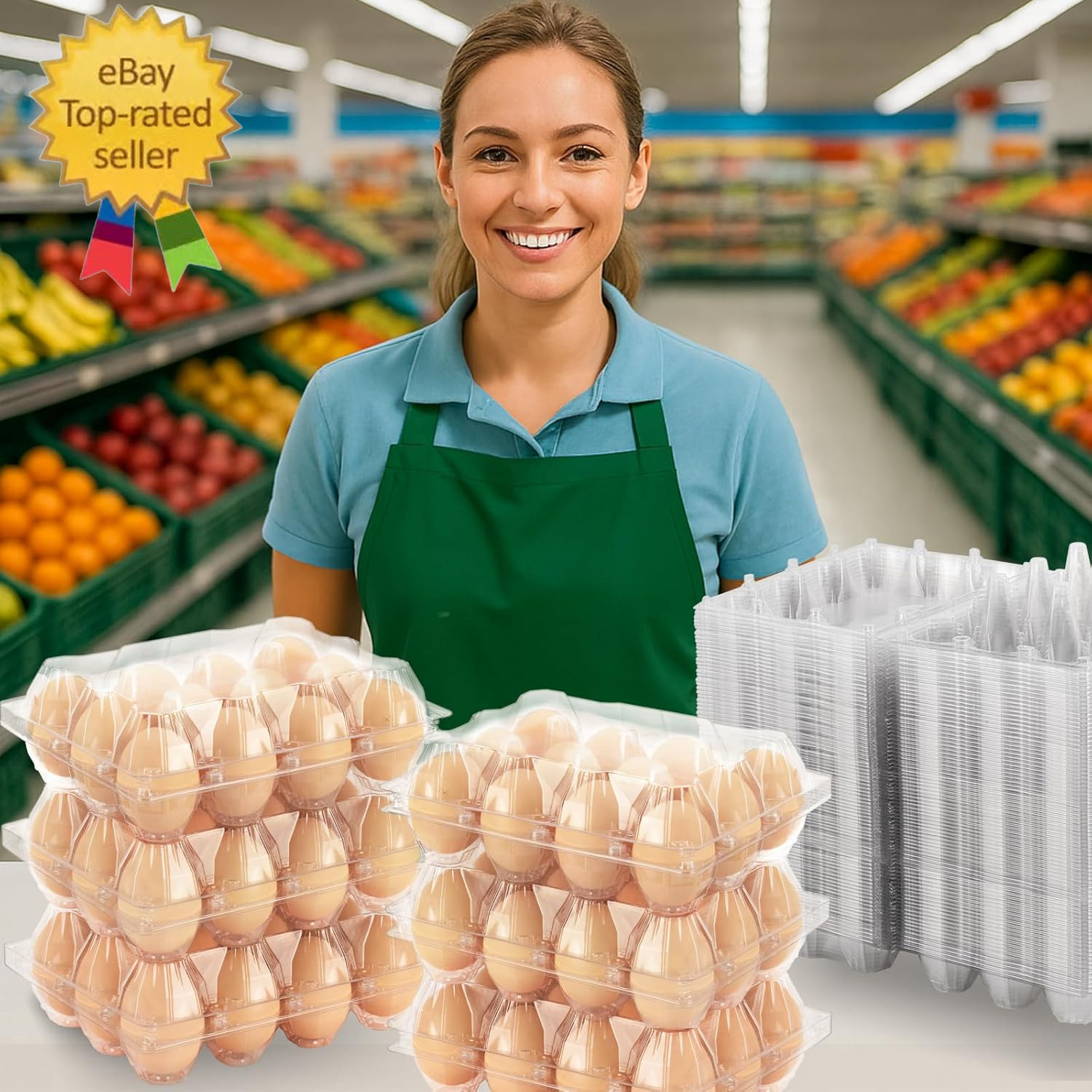 100 Packs Egg Cartons Cheap Bulk，Plastic for 12 Eggs,Clear Egg Cartons 3*4 Grids