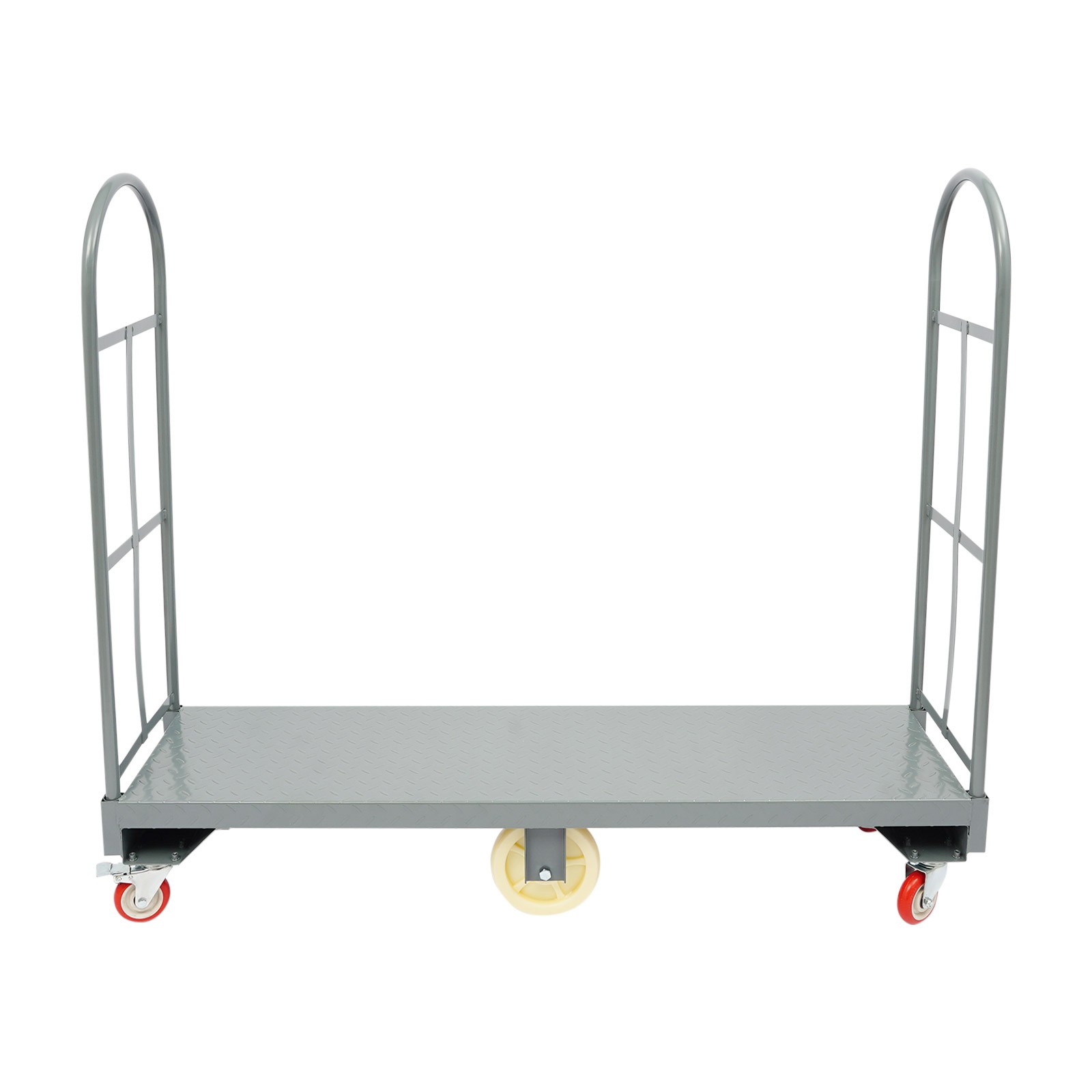 Q235 Steel U-boat Platform Dolly Warehouse Shipping Manual Cart Load 2000lb Grey