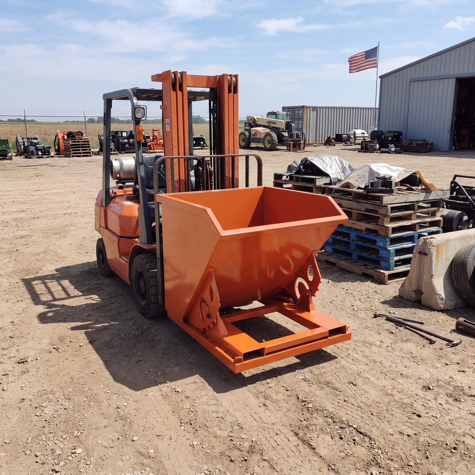 Self-Dumping Hopper – 1 Cubic Yard, Heavy Duty Steel, Forklift & Skid Steer Use