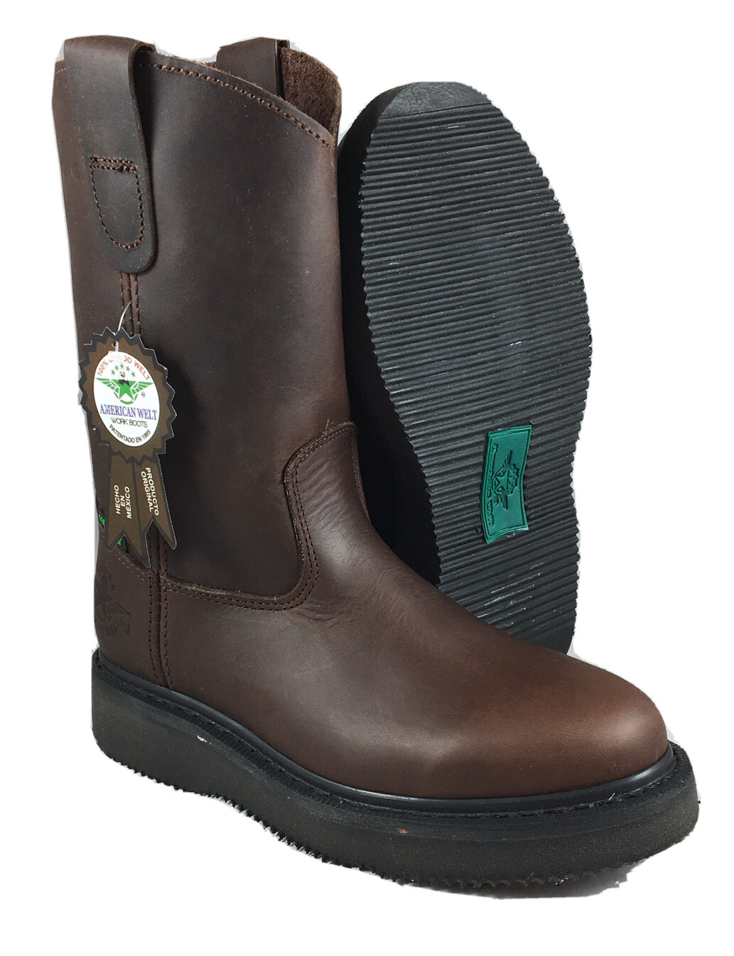 Men’s 10» Tabaco Wellington Work Boots Slip Resistant Roper Bota de Trabajo