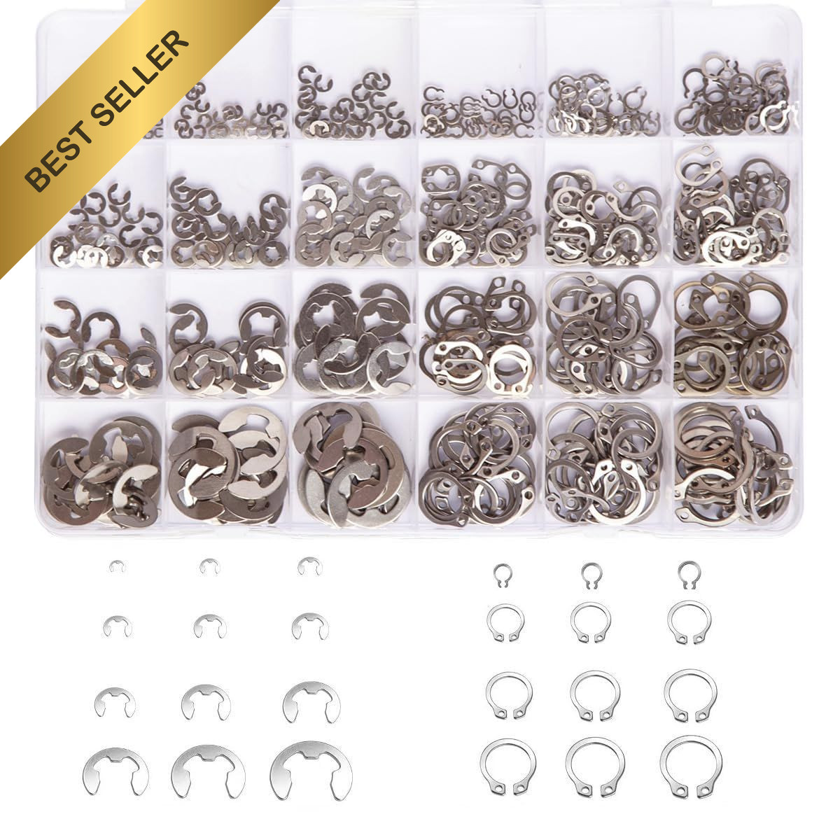 Snap Ring Assortment Mariyandh 327 Pcs 304 Stainless Steel E Clips M3 M14