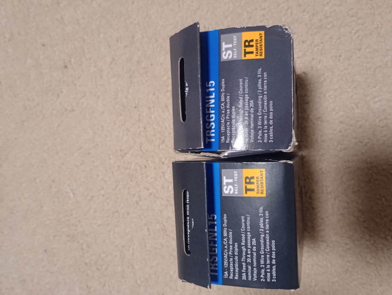 (2) Eaton TRSGFNL15 GFCI Duplex Receptacle Outlet 15A / 125V, Light Almond/TR