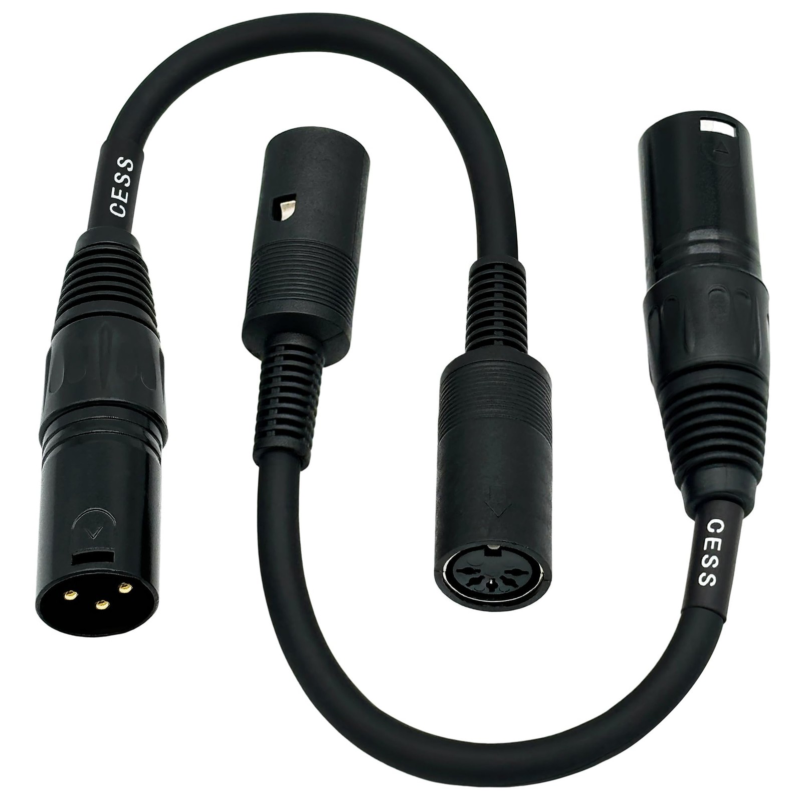 CESS-279 DIN 5-Pin MIDI Female to XLR 3-Pin Male Adapter Cable – 6 Inch Conve…
