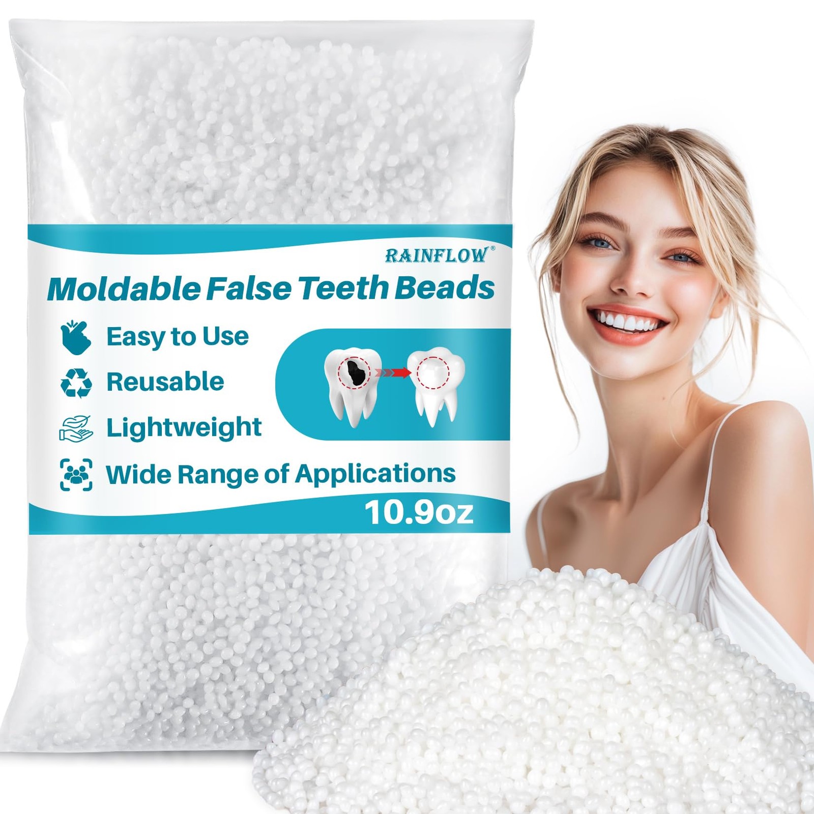 10.9oz Repair Thermoplastic Teeth Beads Tooth Repair Kit,Moldable False Teet…