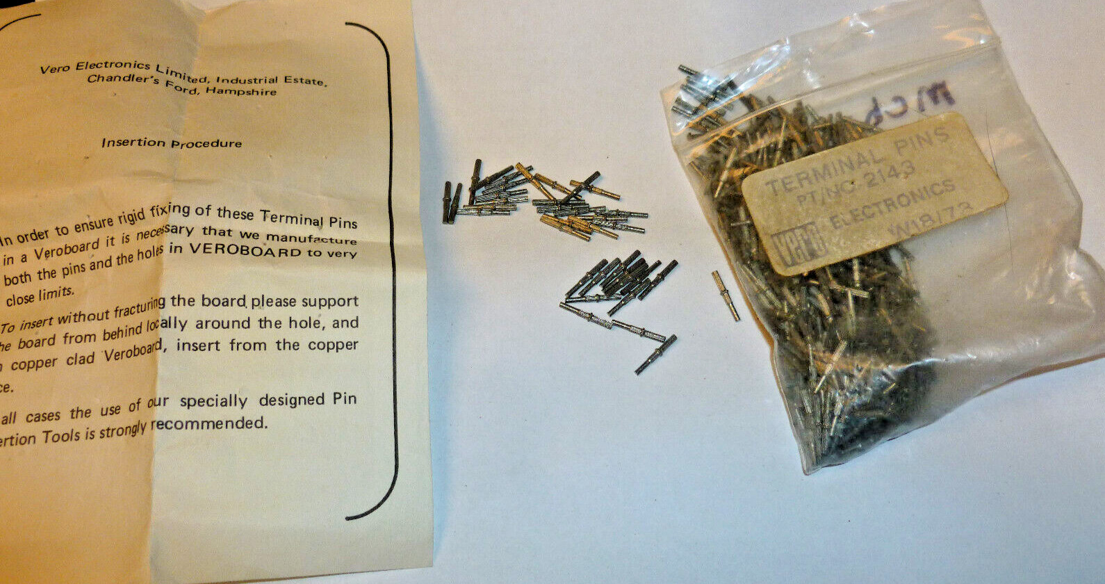 Vero 2143 Swage Terminal Pins .47″ (12mm) Long X .05(1.3mm) Wide Swage 50 Pieces