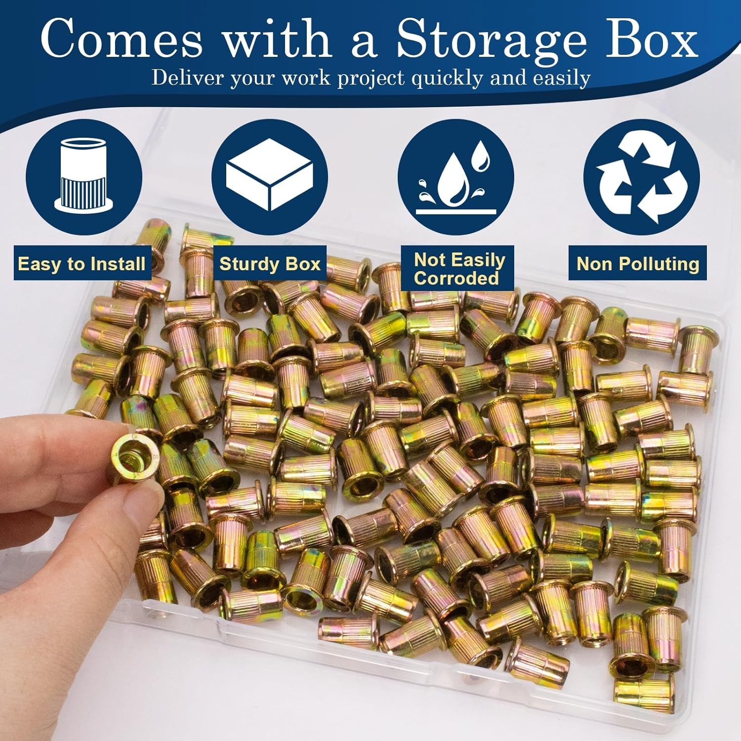 1/4 Rivet Nut, 115Pcs Carbon Steel Zinc Rivet Nuts 1/4-20, 1 4 20 Threaded In…