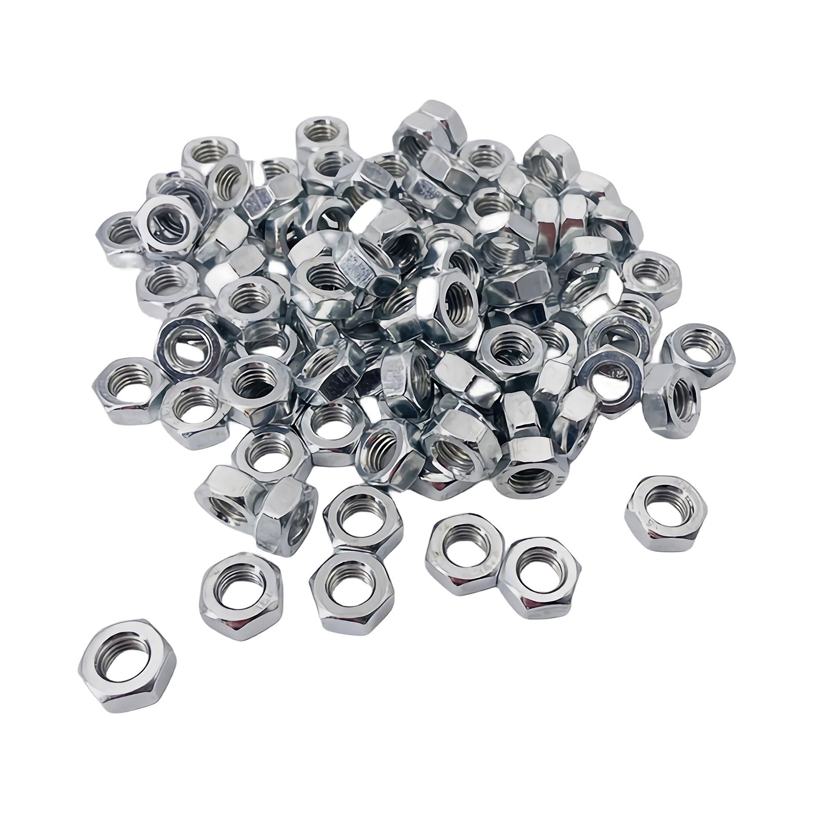 FOCMKEAS 100PCS M5-0.8 Hex Nuts, Stainless Steel 304 M5x0.8-100Pcs, Sliver