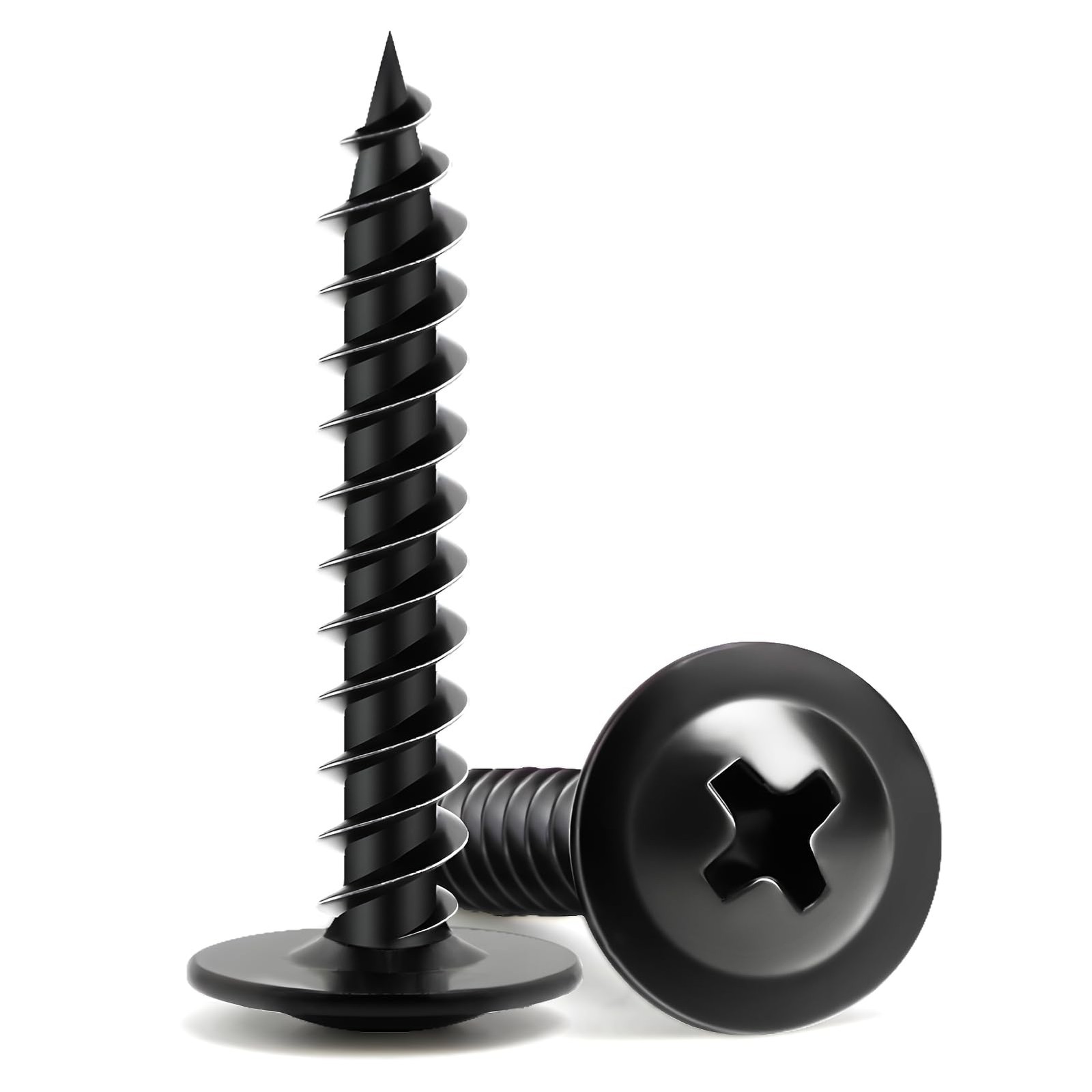 Wood Screws 1 Inch, 110 PCS Premium Phillips Truss Head Black Wood Screws, Self