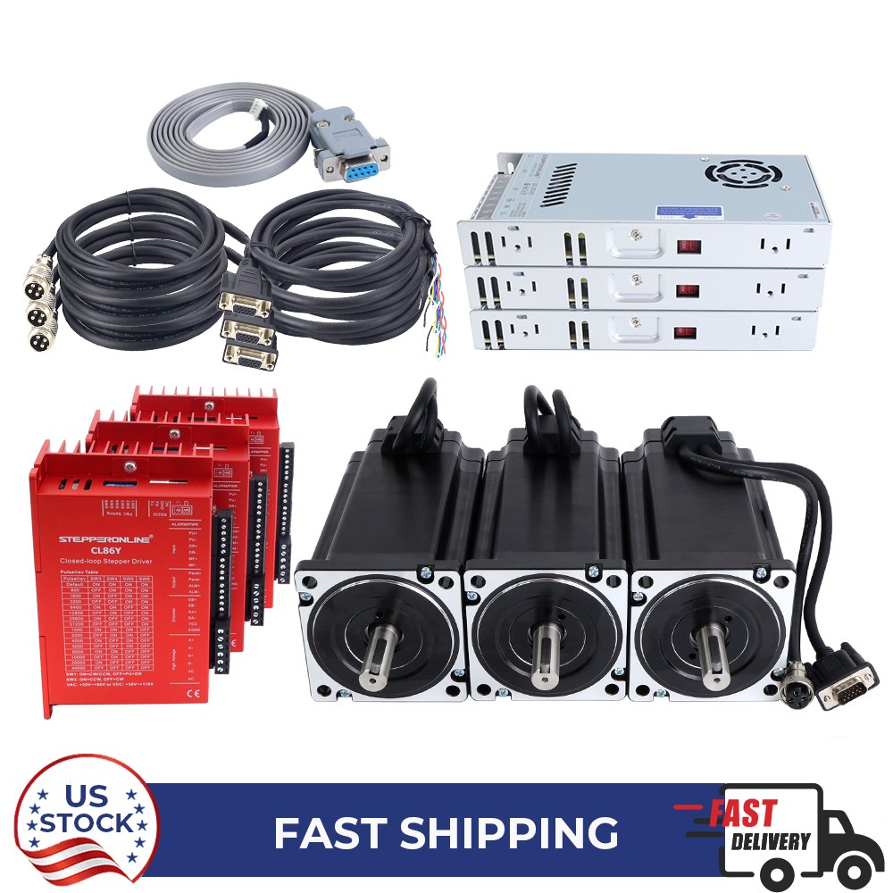 STEPPERONLINE 3Axis 12N.m Nema 34 Closed Loop Servo Stepper Motor Driver CNC Kit