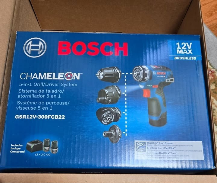Bosch Flexiclick GSR12V-300FCB22 12V Brushless 5-in-1 Drill/Driver Kit – New
