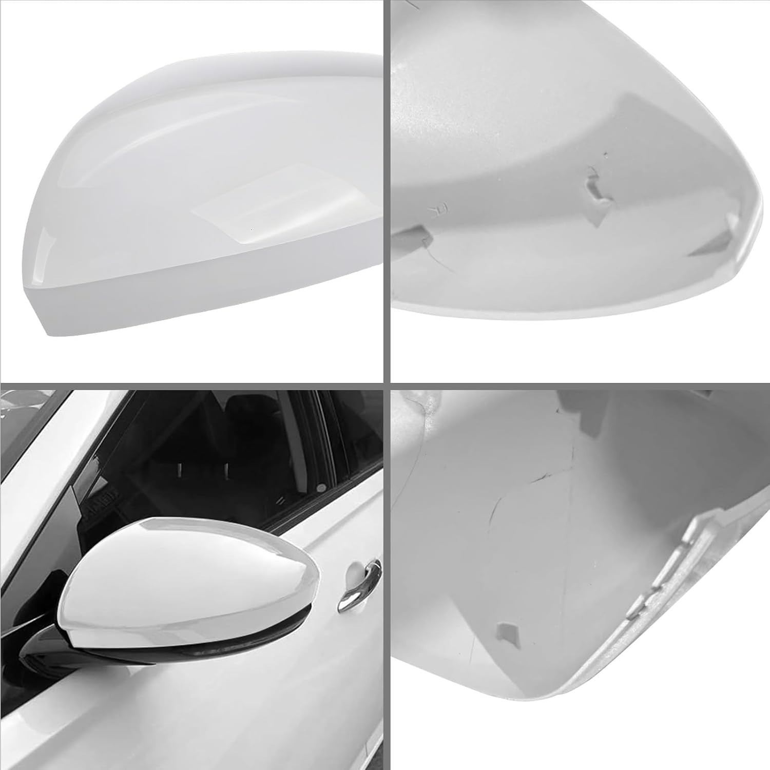 White Left Mirror Cover Replace for 2019-2025 Nissan Altima | Left Driver Side,