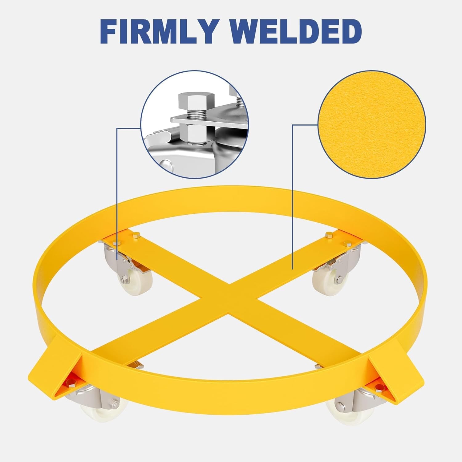 1X 55 Gallon Drum Dolly Barrel Dolly Carts Drum Dolly With Swivel Casters Yellow