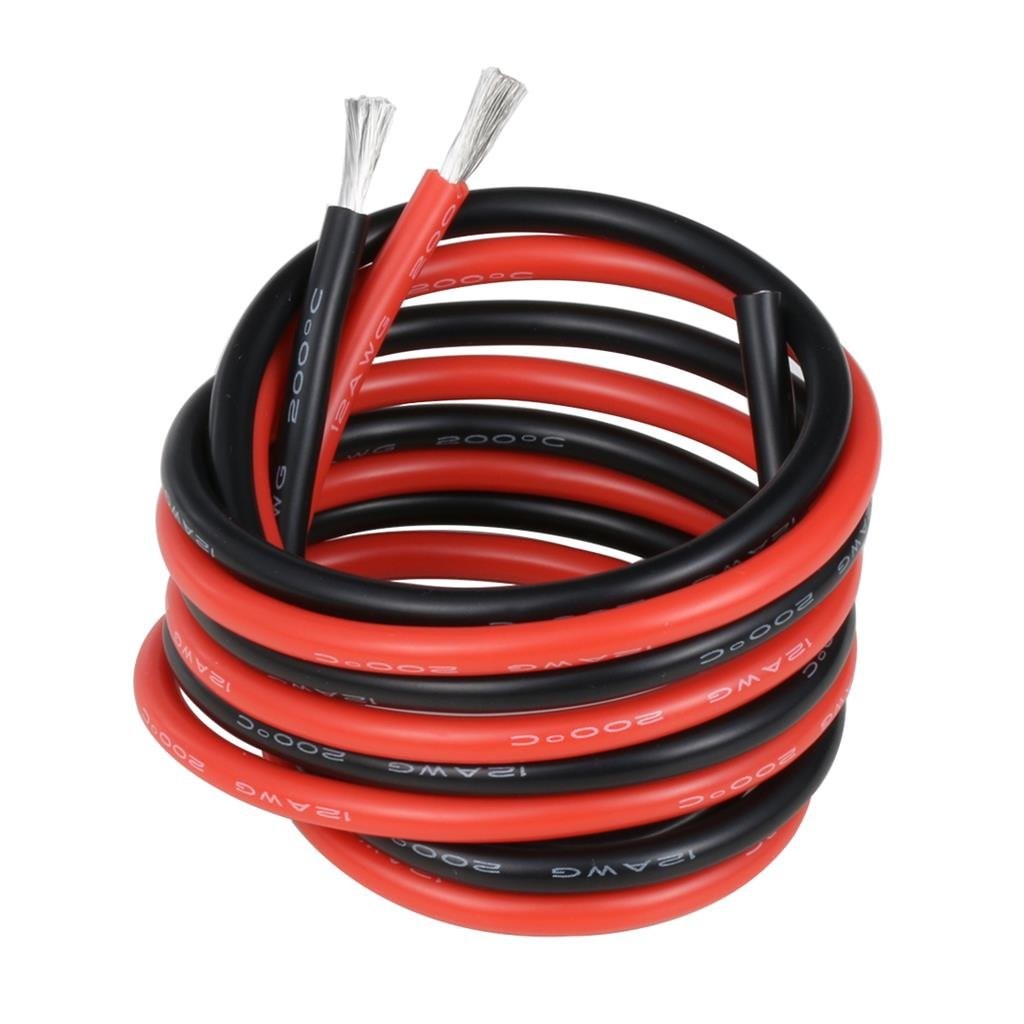 12AWG Silicone Wire 20FT Red Black Stranded Tinned Copper Flexible Cable