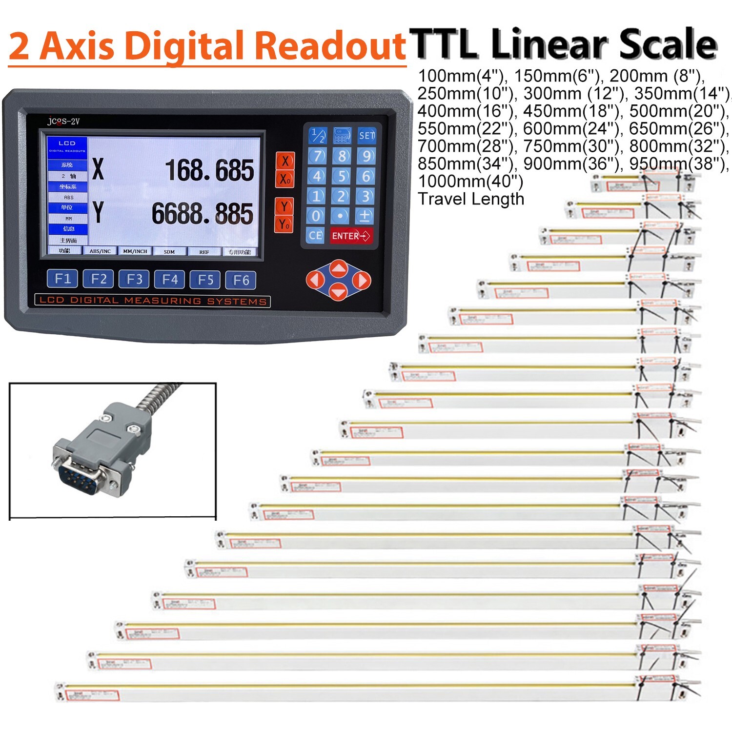 LCD Digital Readout with Precision Linear Scale for Milling Lathe Machine 2 Axis