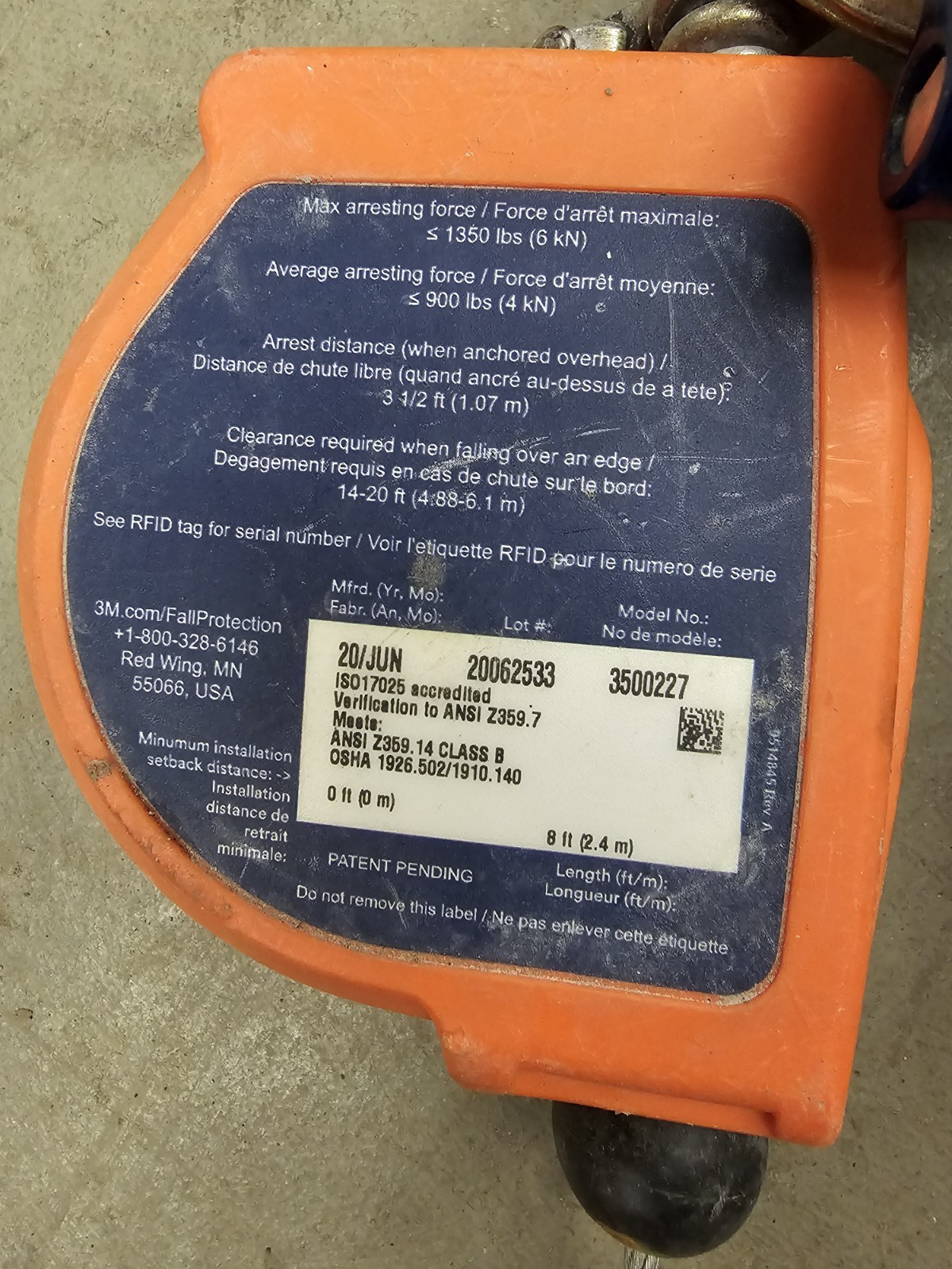 3M DBI-SALA NANO-LOK EDGE DUAL 8′ RETRACTABLE CABLE LANYARDS 3500227