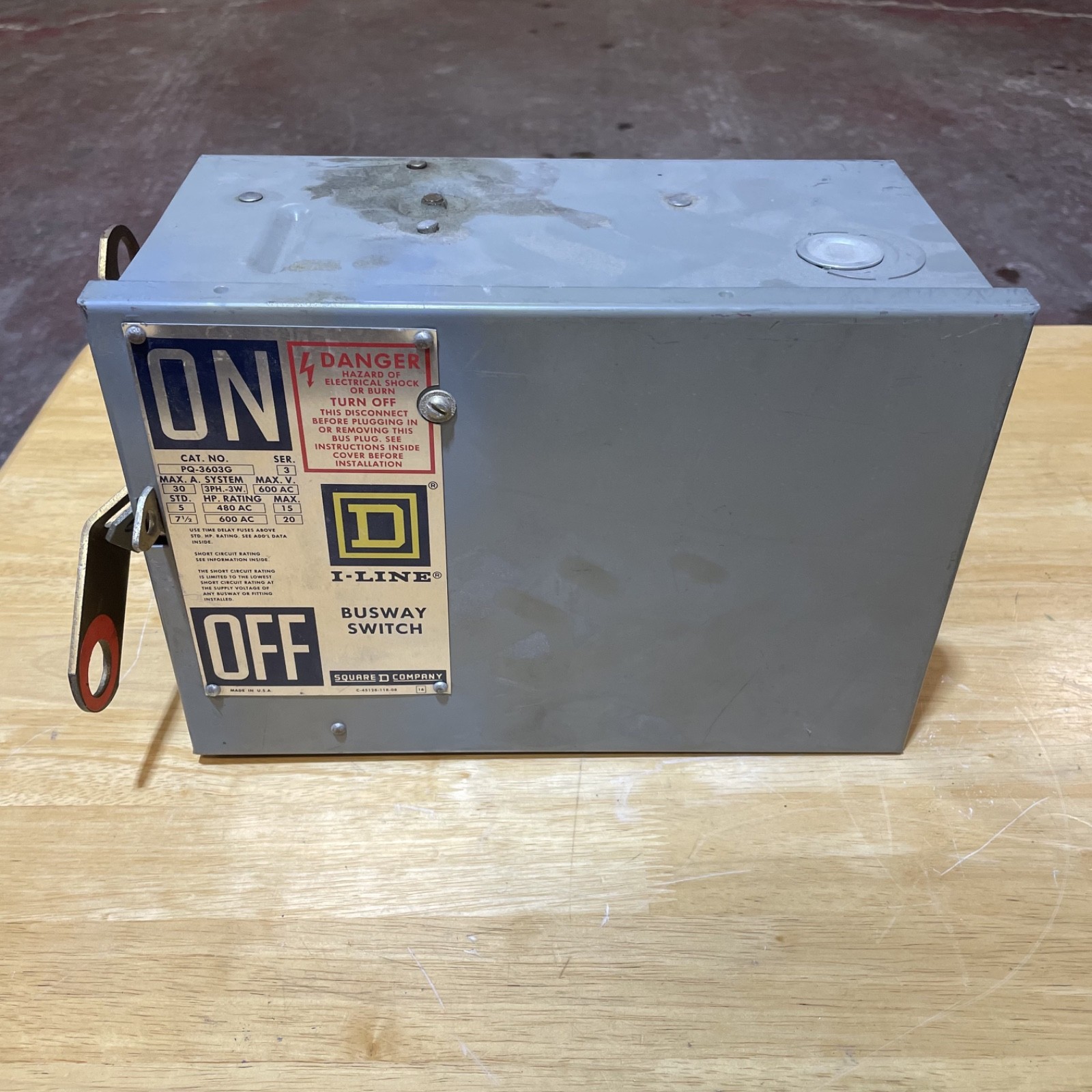 Square D I-Line PQ3603G 30 Amp 600V Fusible Busway Plug 3Ph 3W 30A