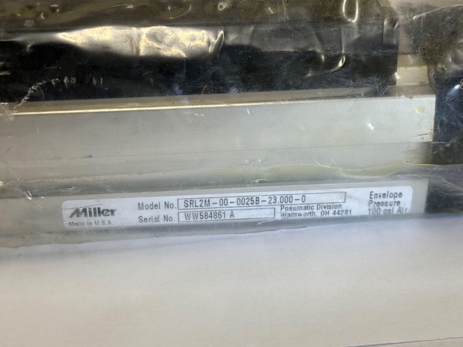 Miller SRL2M-00-0025B-23.000-0 Linear Actuator 23″ 100psi