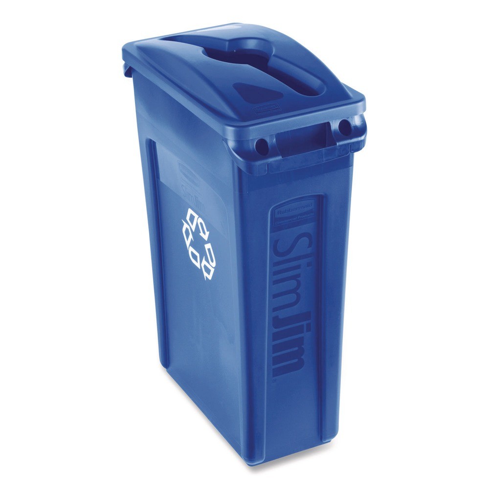 RCP 1788372 Slim Jim 12.1W x 21D x 2.75H Single Stream Recycling Top – Blue New