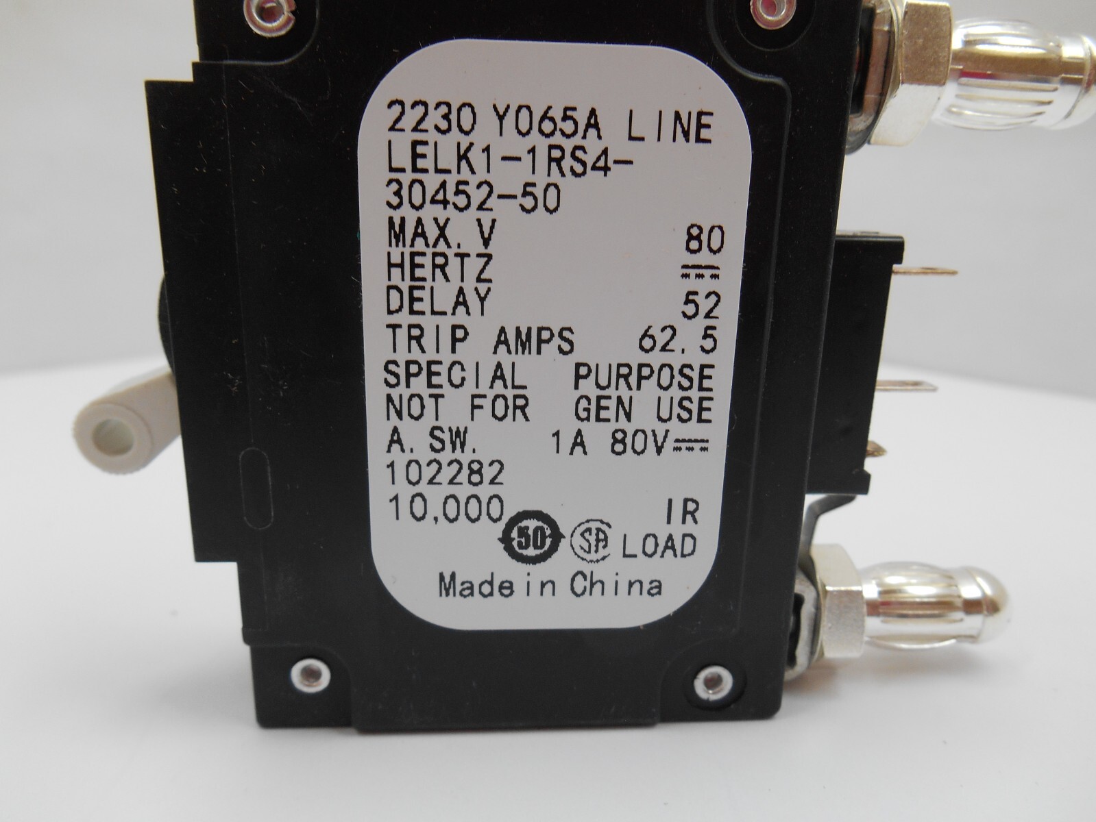 AIRPAX 102282, LELK1-1RS4-30452-50 50 AMP Bullet Circuit Breaker