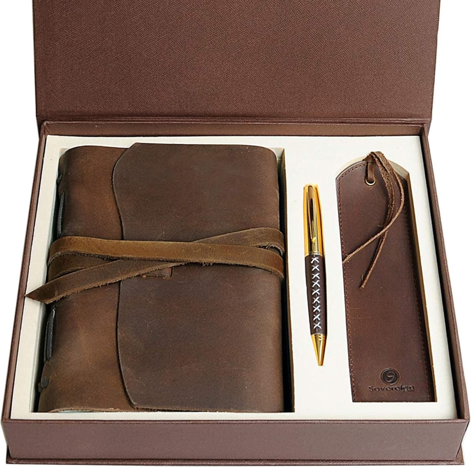 Leather Bound Journal for Men and Women, Handmade Set with Genuine Leather