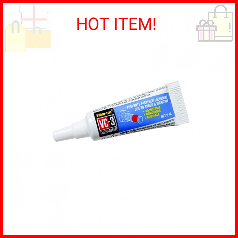 Vibra-TITE 213 VC-3 Threadmate Threadlocker, -65 to 165 Degree F, 5mL Tube, Red